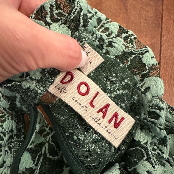 Anthropologie Dolan Green Lace Long Sleeve Ruffle Collar Puff SleeveTop Sz Small - Picture 11 of 12